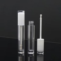 luxury clear top white cap thick wall lip gloss tube 5ml empty lipgloss container packaging bottle with brush