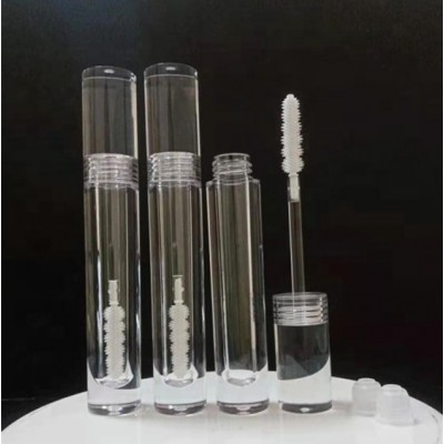 crystal cylinder round empty petg mascara cosmetic packaging liquid lipstick container clear lip gloss bottle tube with brush