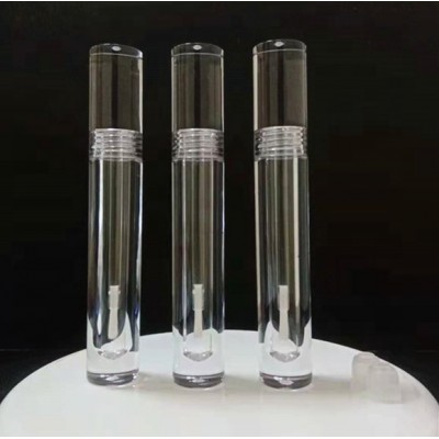 small moq empty plastic luxury round clear thick lipgloss packaging crystal transparent lip gloss containers tube with brush tip