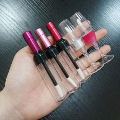 2020 low moq empty unique clear purple kid wine bottle glass lip gloss packaging red lipgloss container wand tube with brush