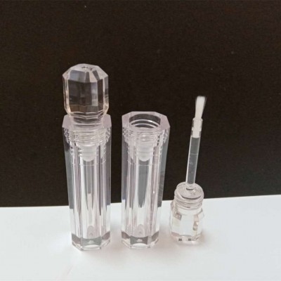 2021 low moq new style luxury clear 0ctagonal lipgloss packaging with brush tip unique lip gloss containers tube with wands 3ml