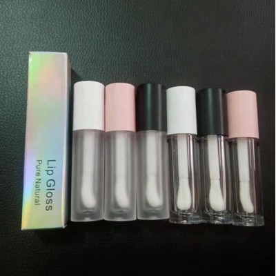 low moq empty printed luxury cosmetic big brush applicator lipgloss tube with bling lipstick lip gloss packaging paper box