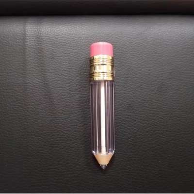 low moq empty unique cute pencil shaped lipgloss packaging transparent cute lip gloss container tubes with brush wands for kids