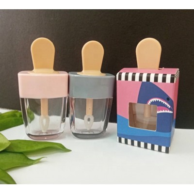 2020  low moq empty pink popsicle lip gloss container colorful ice cream lipgloss tubes packaging with wands and brush for kids