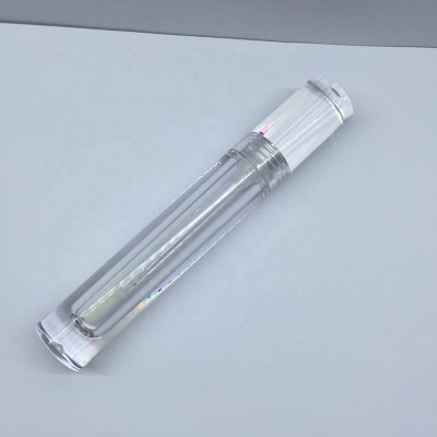 2020 hot selling empty cylinder luxury transparent lip gloss bottle clear lipgloss container packaging tubes with wands brush