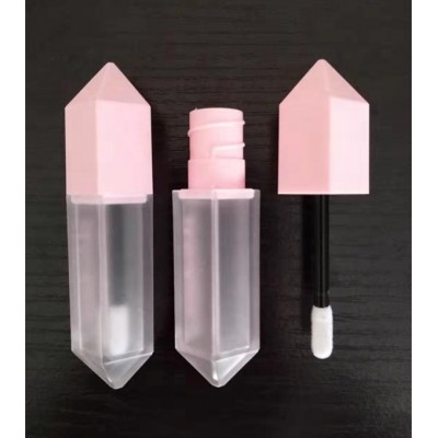 hot selling custom unique pink pentagon lip gloss container cute liquid lipstick tube lipgloss packaging with wands brush