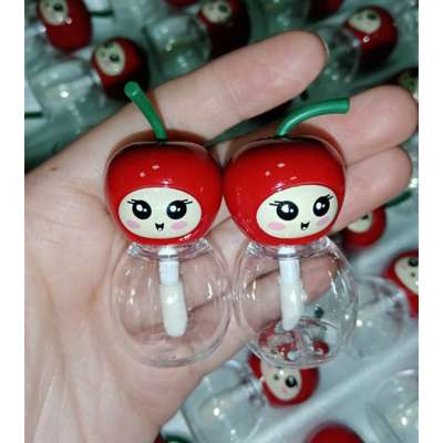 2020 new low moq cute fruit cherry shaped lipgloss packaging unique clear lip gloss container bottles tube with wands brush