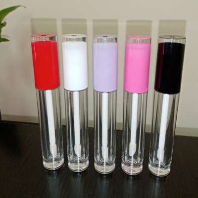 2020 low moq empty new different color lip gloss packaging clear cyliner wand tubes black lipgloss container with brush