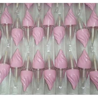 2020 low moq new empty cute unique kids pink ice cream cone lip gloss container packaging clear lipgloss tubes with wands brush