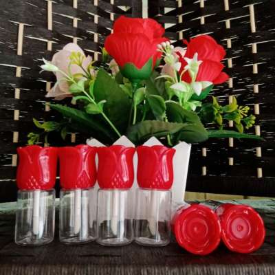 2020 low moq empty 10ml cute red top rose shape cosmetic lipgloss packaging unique lip gloss container tubes with wands brush