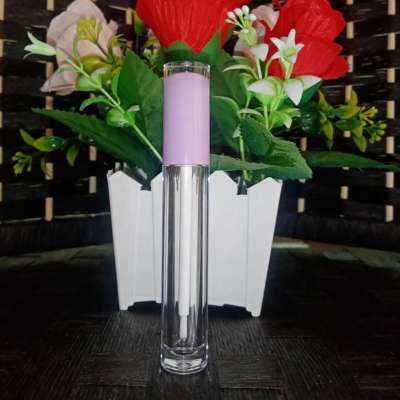 2020 low moq empty new cylinder different color clear purple top lipgloss packaging brush tip lavender lip gloss container tube