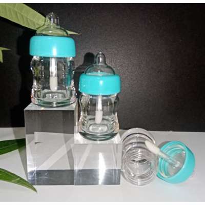 2020 low moq new unique empty cute blue fun baby bottle lipgloss containers clear kids lip gloss packaging tubes with brush